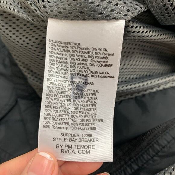 RVCA Jacket Womens S Small Black Bay Breaker Full Zip Hidden Hood Lightweight - Picture 11 of 13